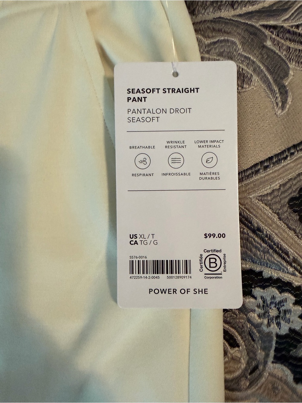 NWT |Athleta |Seasoft Straight Pant |XL Tall |Ivory |Wide Leg |34” Inseam - Picture 13 of 13